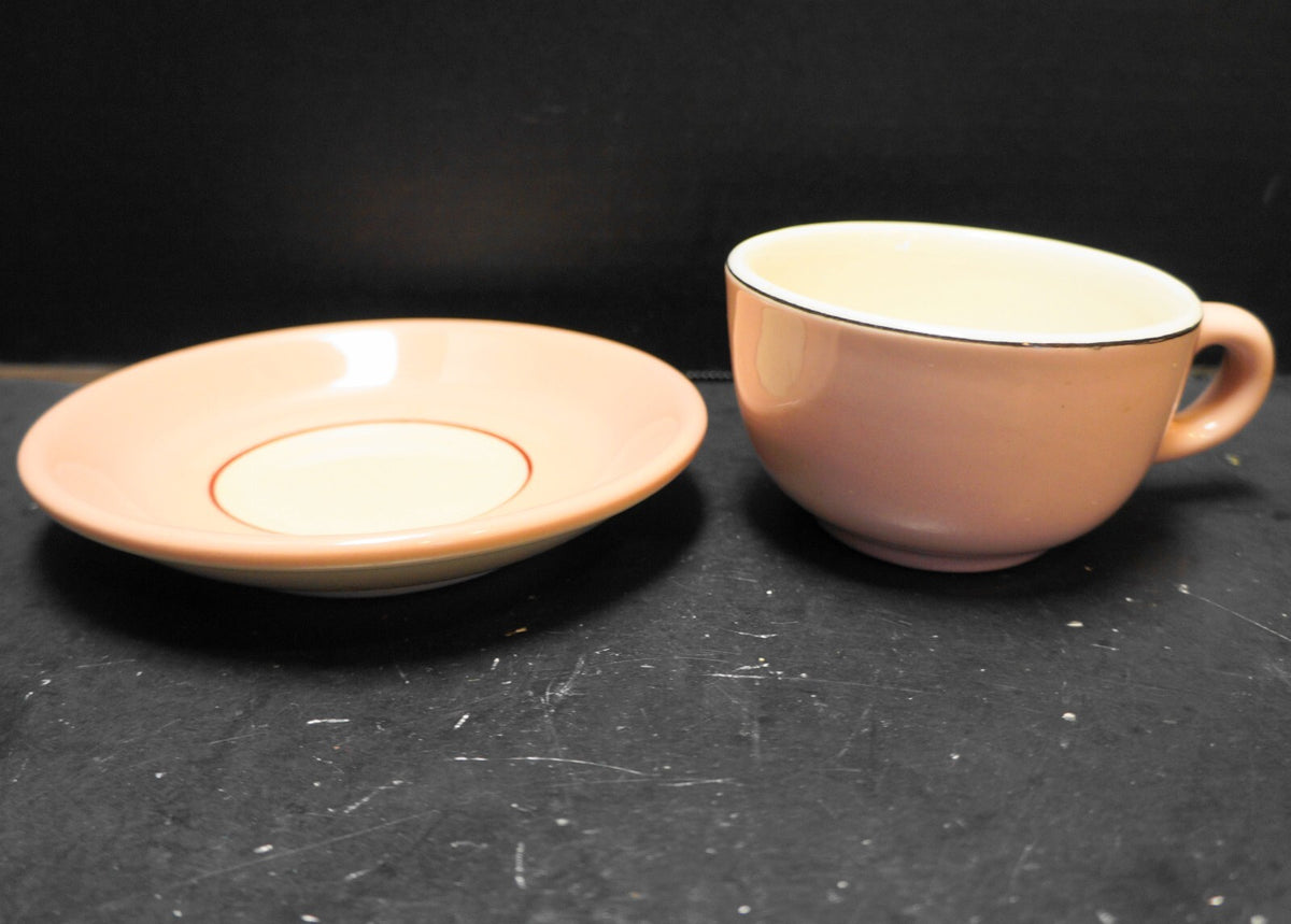 Albert Pick Solid Pink White Cup Saucer Set Restaurant Ware
