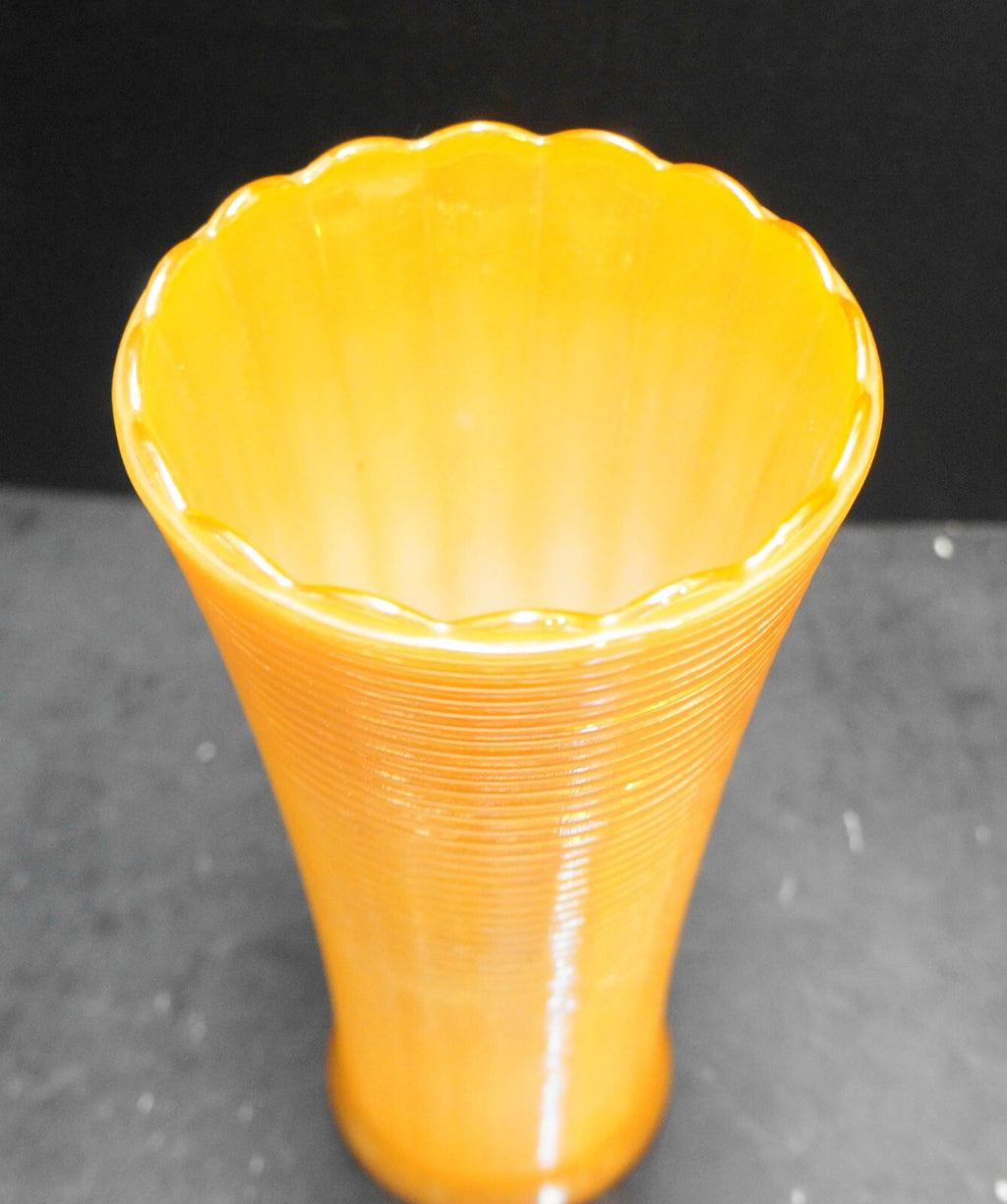Fire King Peach Lustre Ribbed Vase