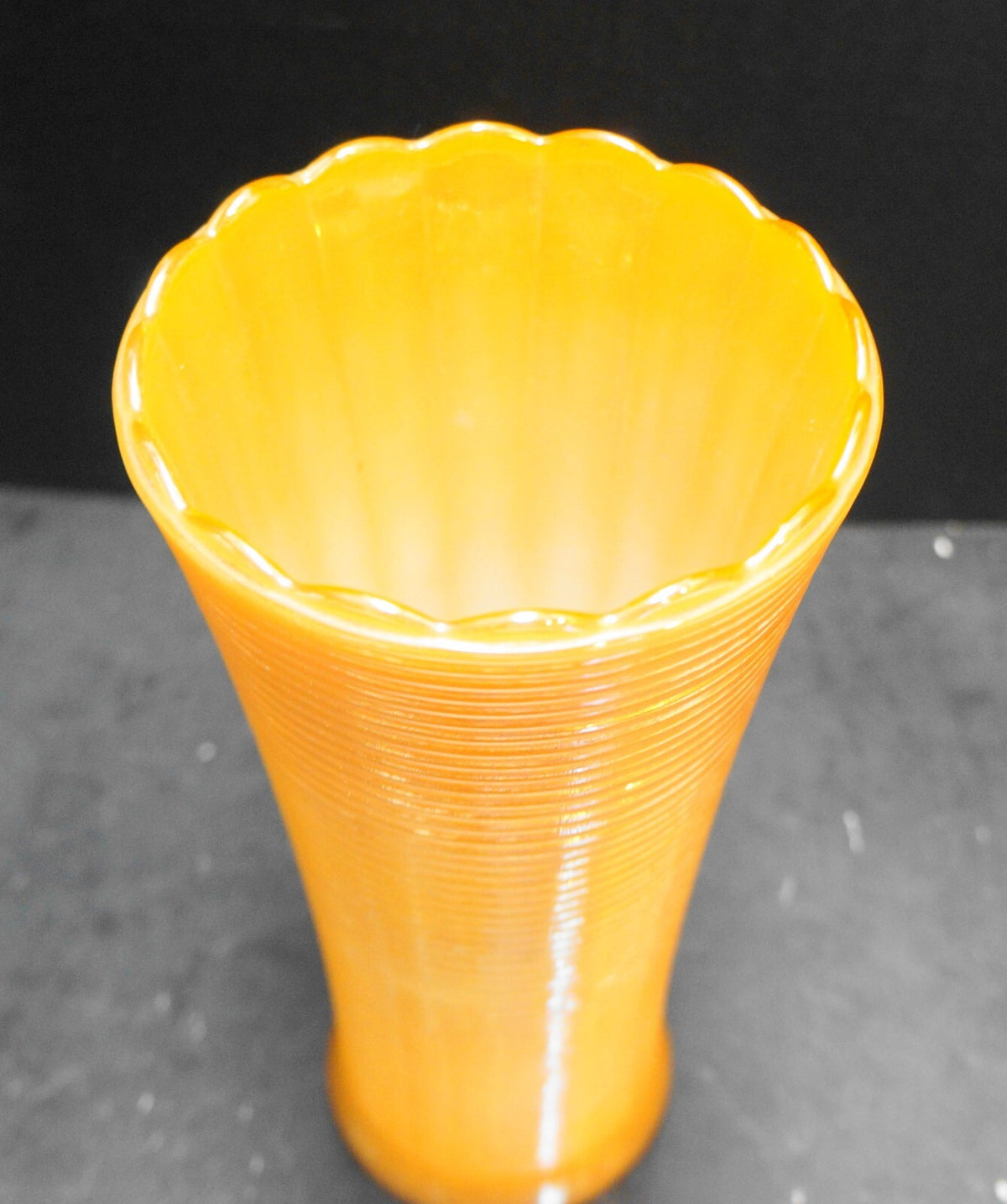 Fire King Peach Lustre Ribbed Vase