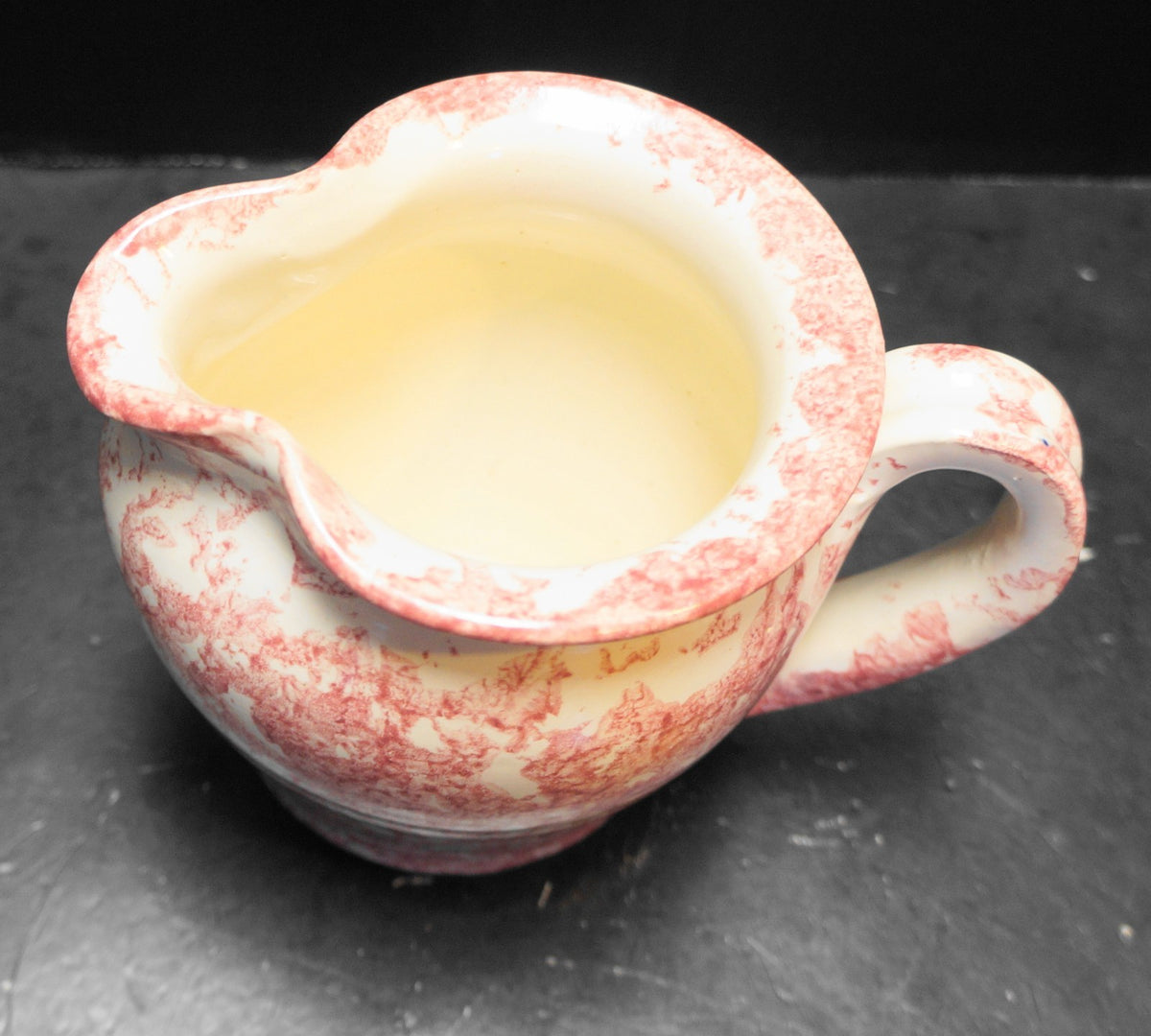 Bear Pottery Pink Rose Red Sponge Spatter Large Creamer