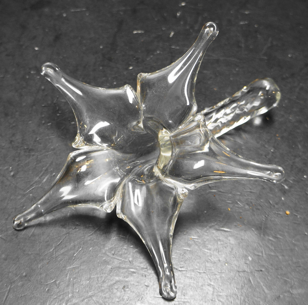 Star Lily Flower Shaped Clear Art Glass Hand Blown Bud Vase
