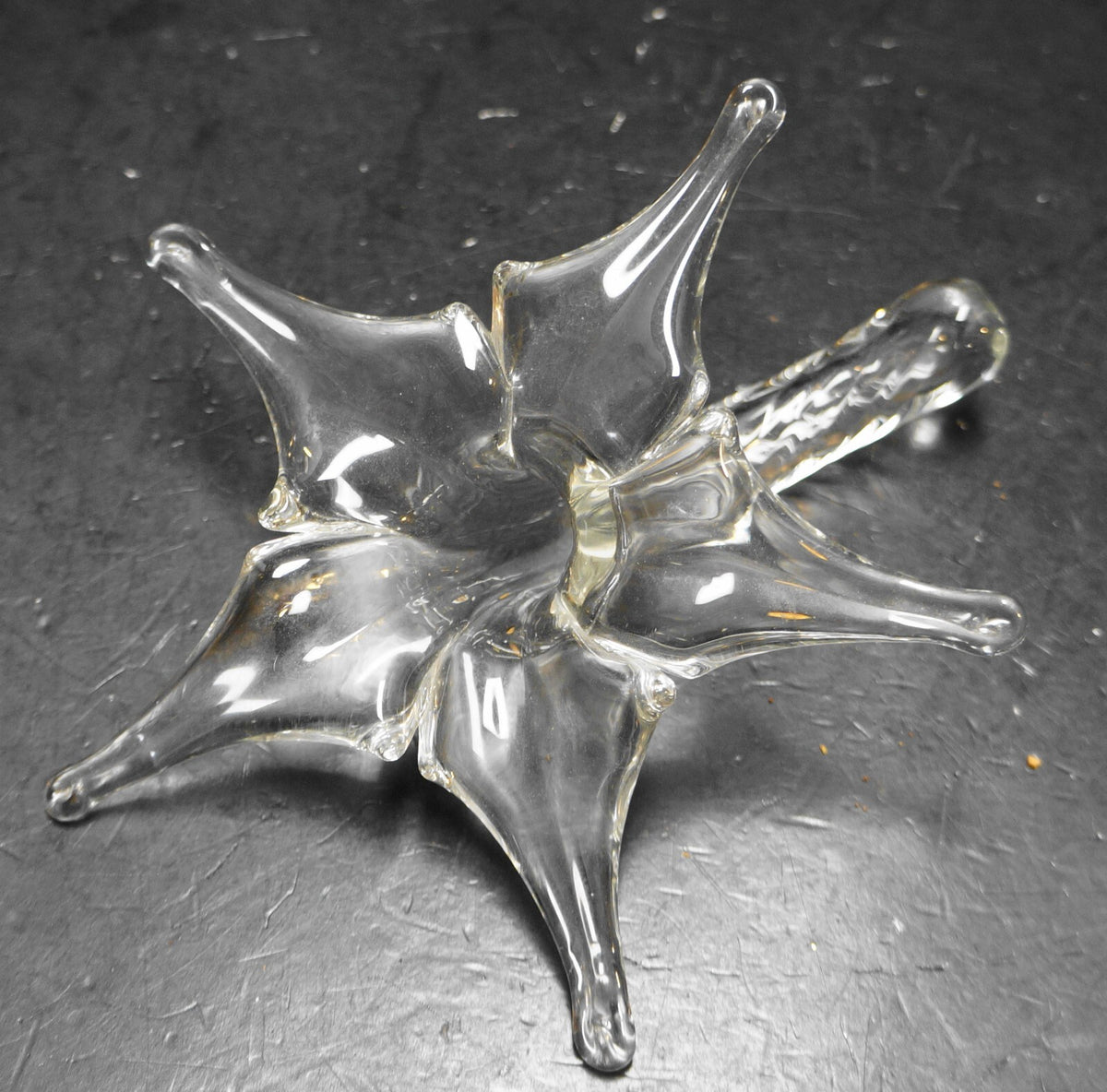 Star Lily Flower Shaped Clear Art Glass Hand Blown Bud Vase