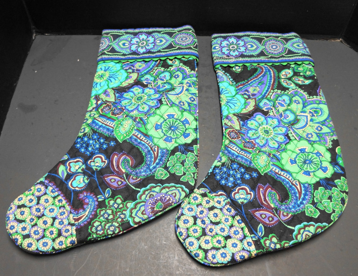 Vera Bradley Blue Rhapsody Christmas Stockings Pair New With Tags Retired