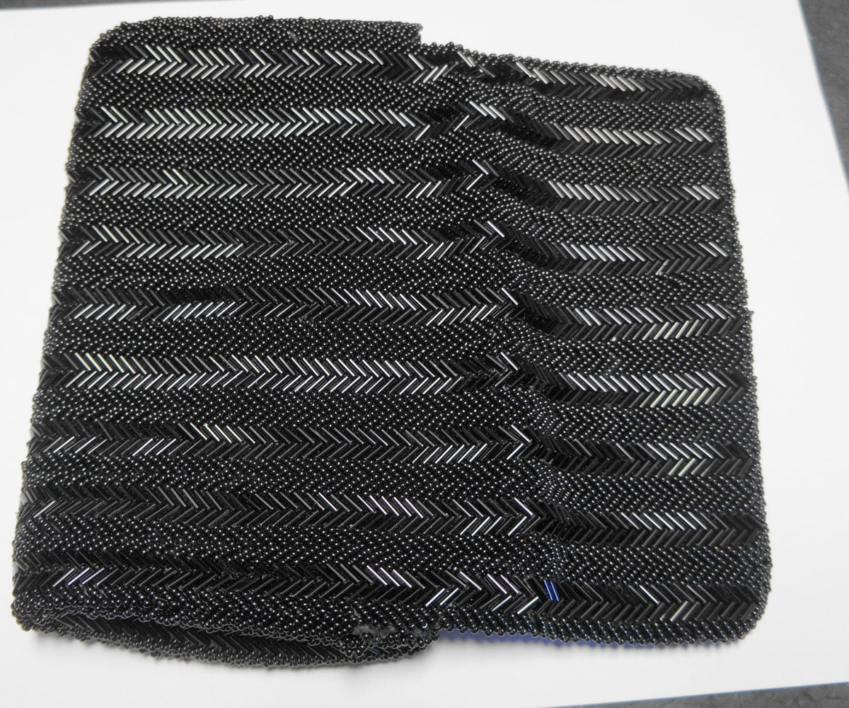 Black Beaded Chevron Evening Bag Clutch Crown Colony Hong Kong