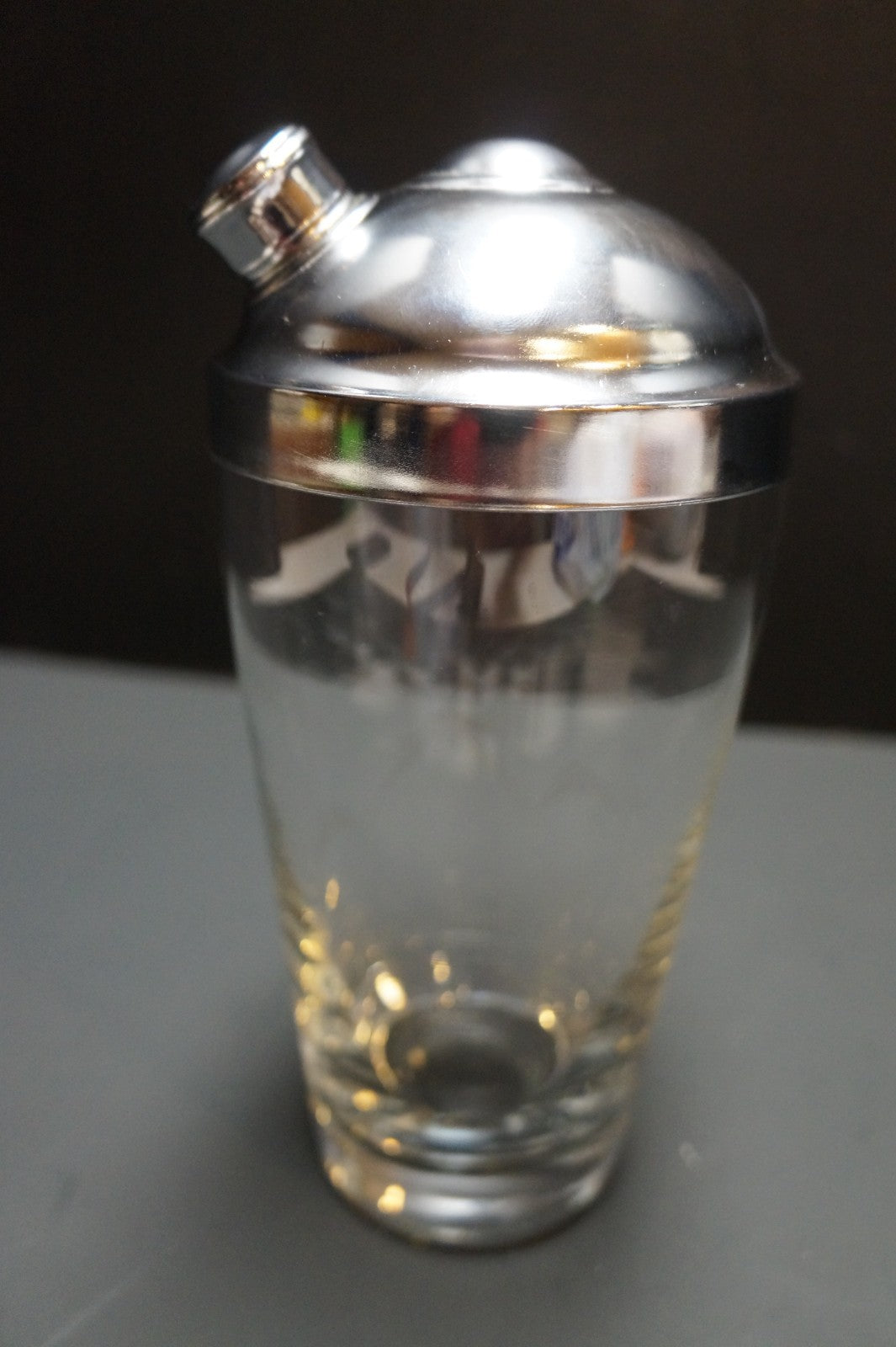 Wheat Cut Etched Cocktail Shaker Chrome Lid