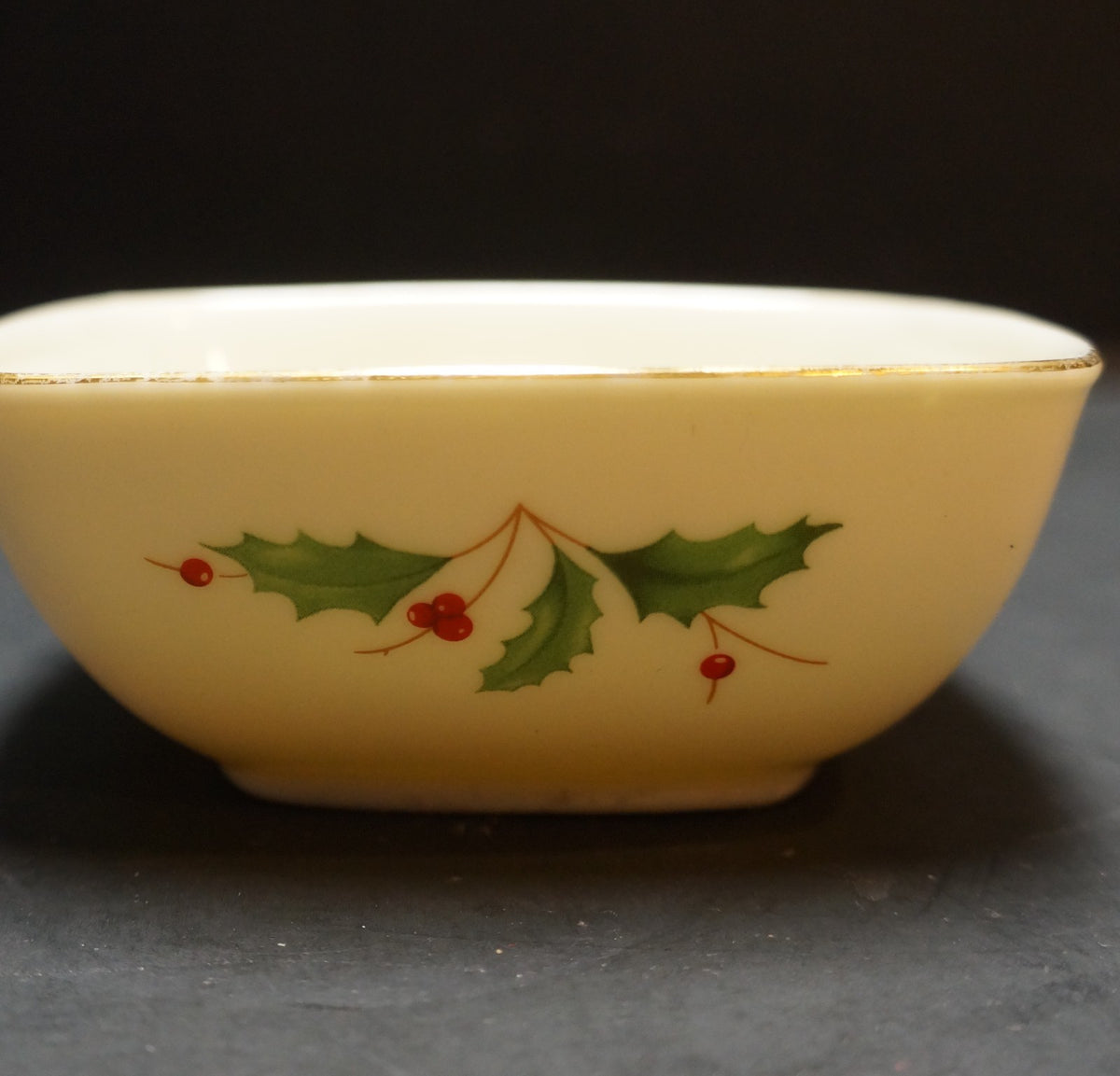 Lenox Holiday Dimension Holly Berry Square Dipping Bowl