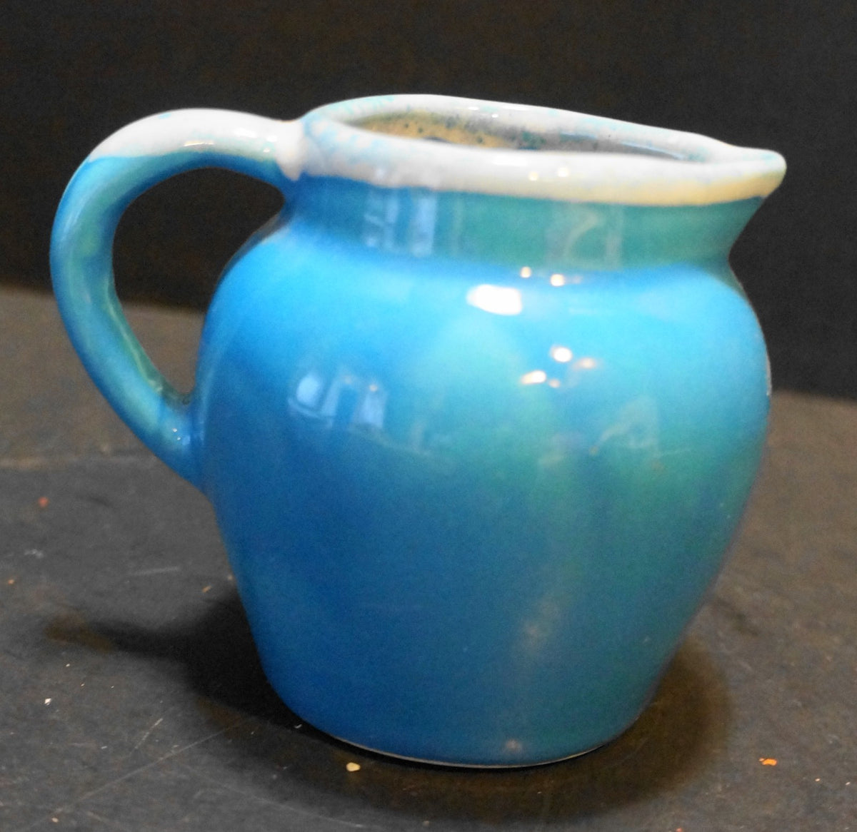 Paden City Pottery Blue Drip Creamer Souvenir Cracker Barrel Old Country Store
