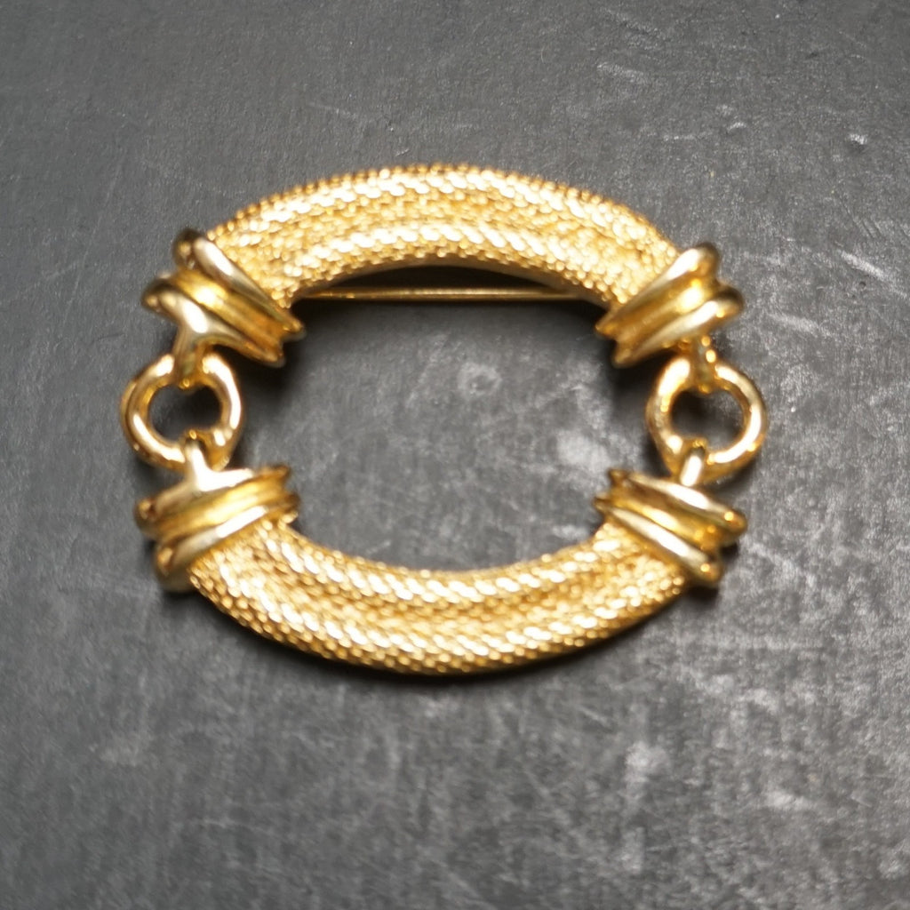 Anne Klein Gold Tone Gold Plated Oval Brooch Pin
