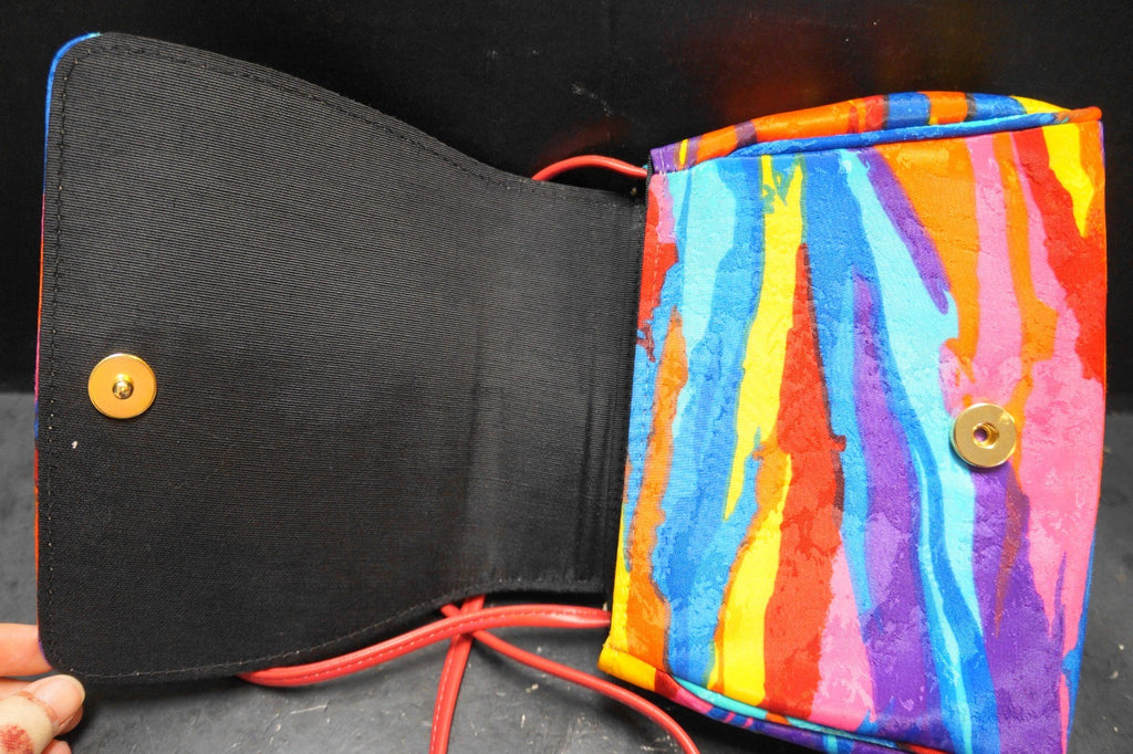 Bright Rainbow Marbled Splash Jacquard 1980s Purse