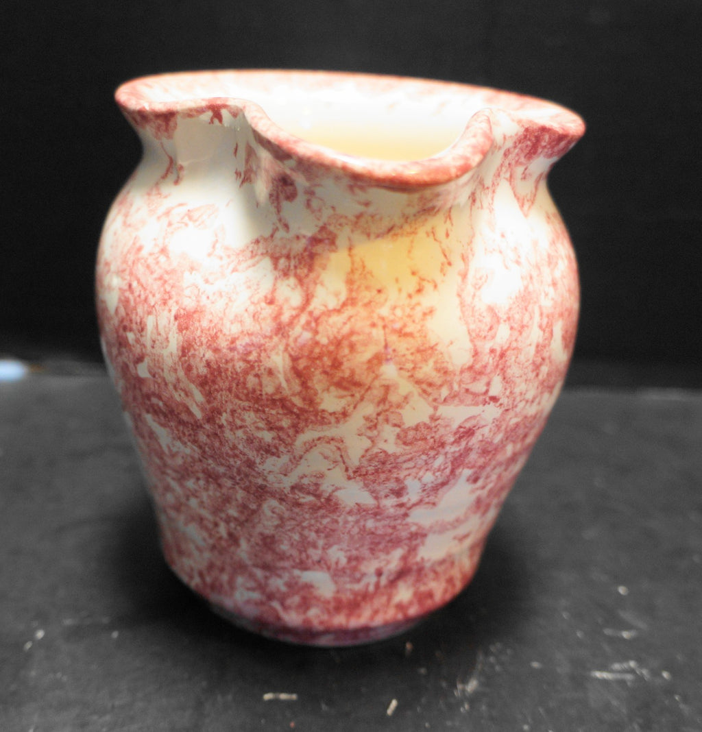 Bear Pottery Pink Rose Red Sponge Spatter Large Creamer