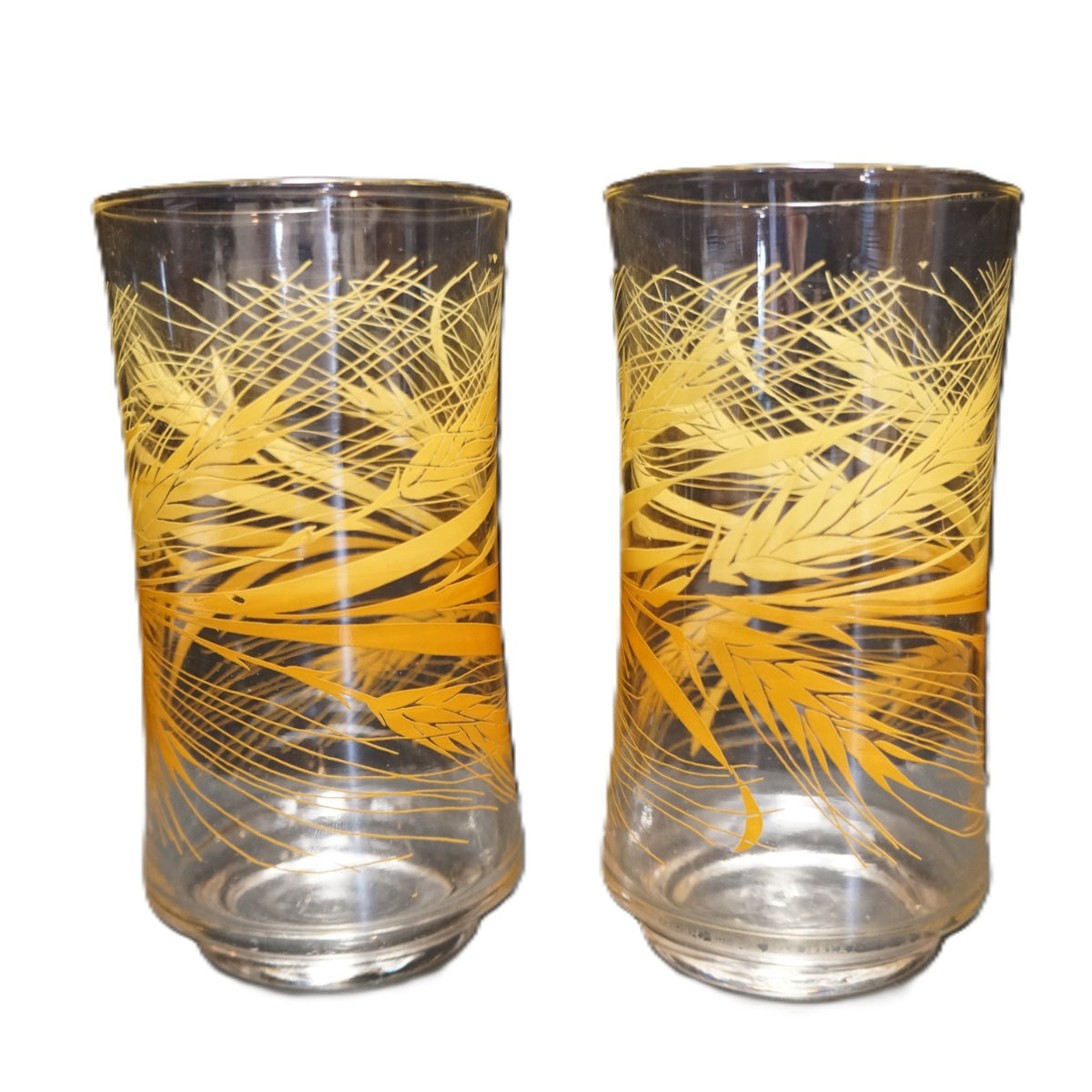 Libbey Wheat Decal 10 OZ Tumblers Pair 1970s