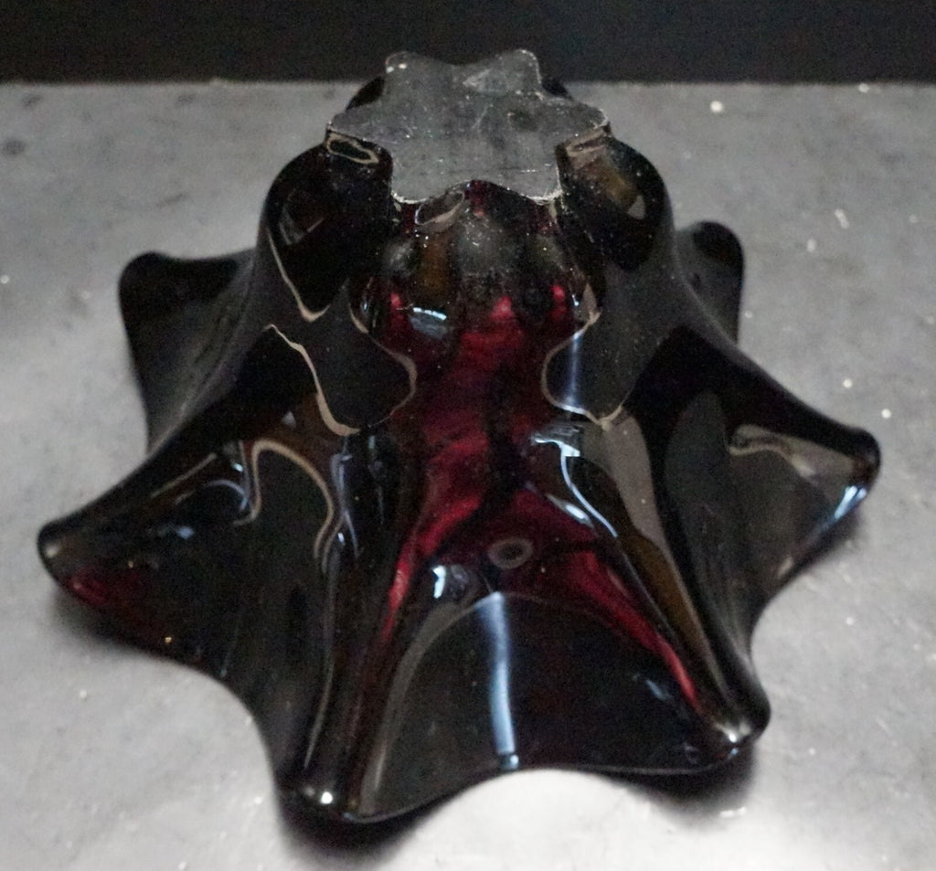 Black Art Glass Ruffle Rim Bowl 9 5/8" x 5 1/2"