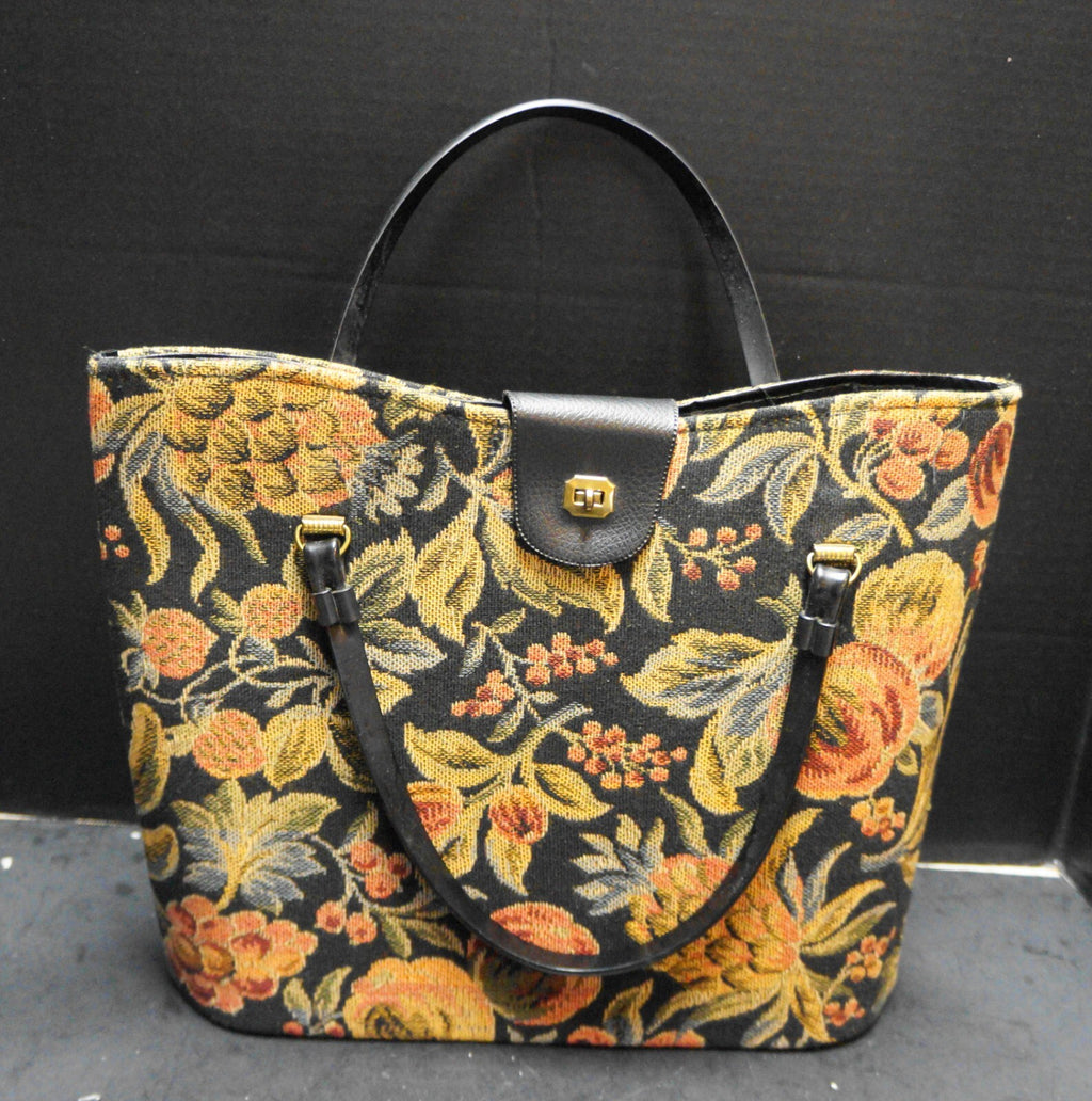 Fruit Tapestry Tote Bag Structured Vintage