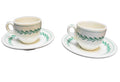 Walker Vitrified China Green Garland Demitasse Cups Saucers Pair