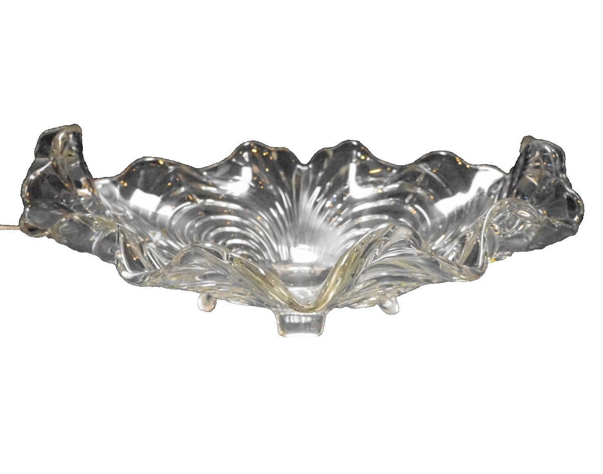 Cambridge Caprice Oval Bowl 13 IN 4 Toes Handles Clear Glass