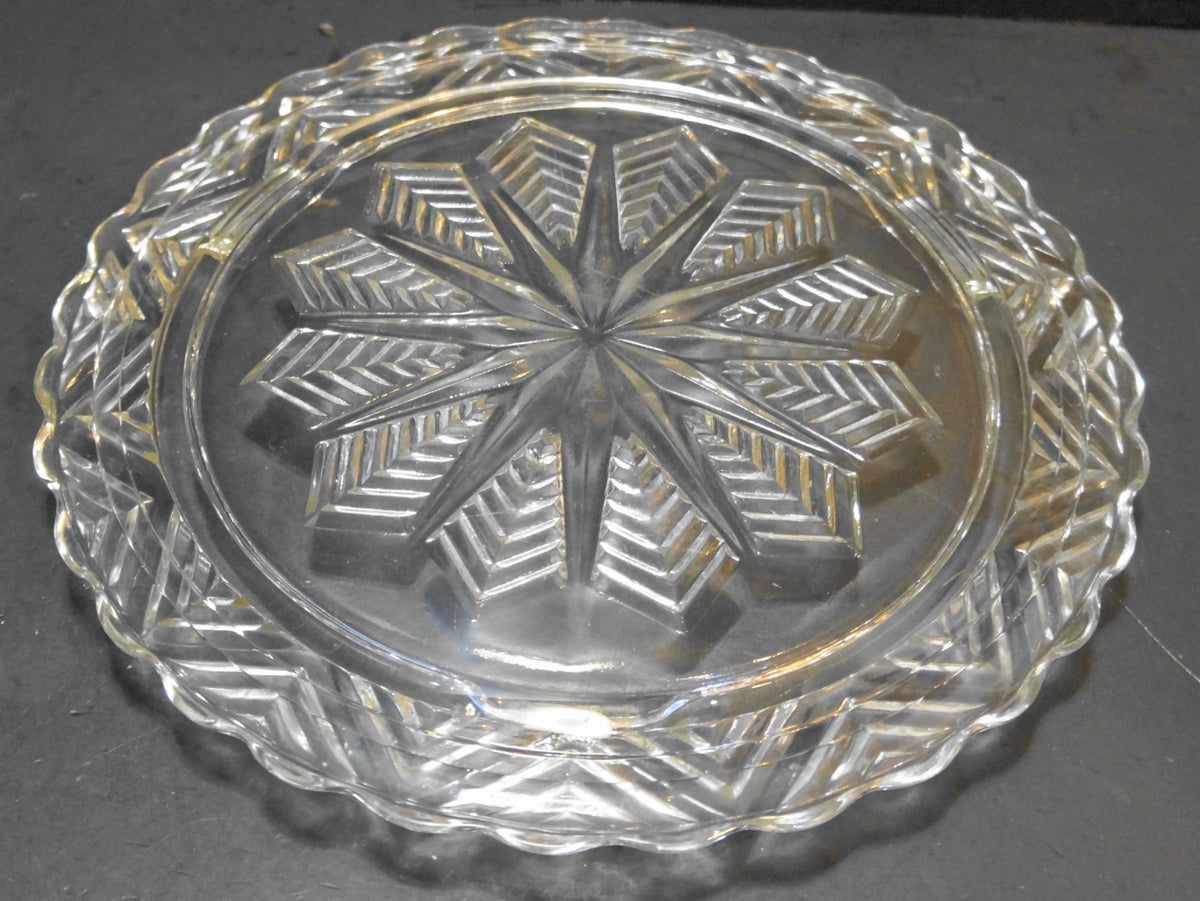 Federal Glass Snowflake Cake Plate
