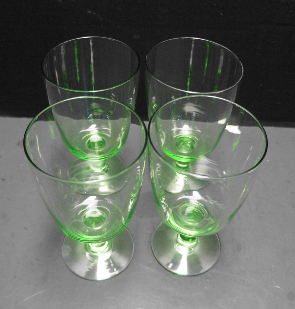 Martha Stewart Farmhouse Green Glass Water Goblets Set of 4