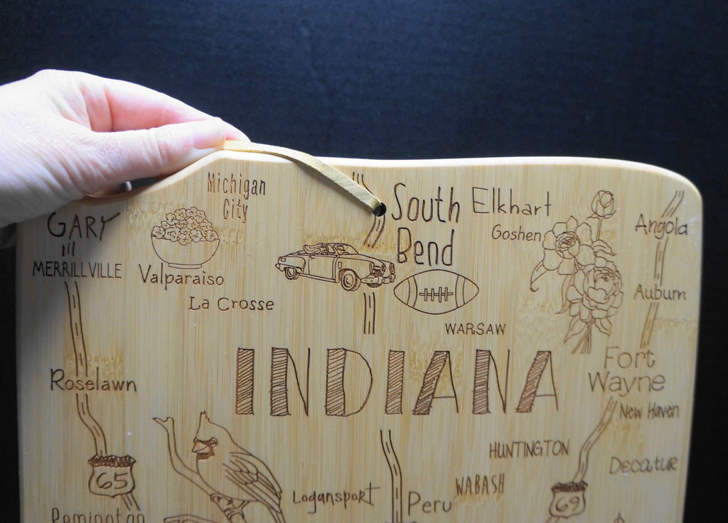 SOLD Totally Bamboo Indiana State Cutting Board Laser Etched 22 x 13