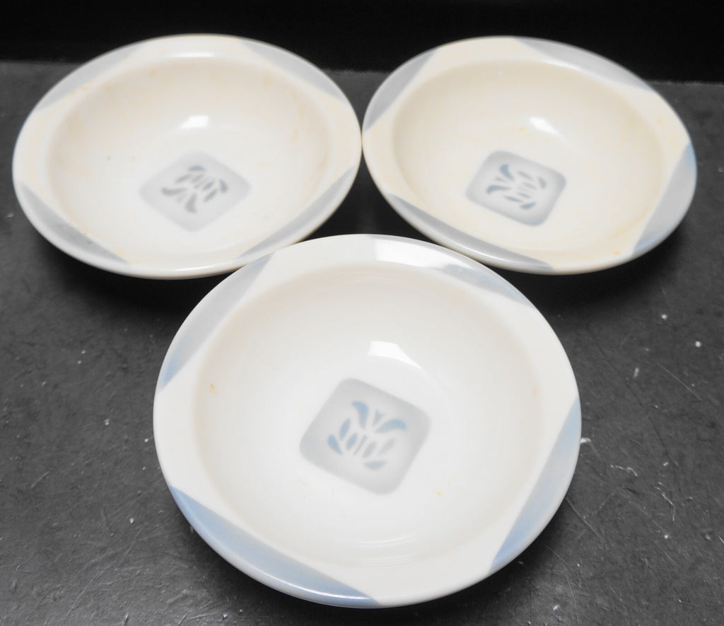 Syracuse Cadet Fruit Dessert Sauce Bowls Set of 3 Airbrushed Gray Blue Tulip