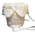 Cream Satin Beaded Drawstring Pouch Purse Evening Bag