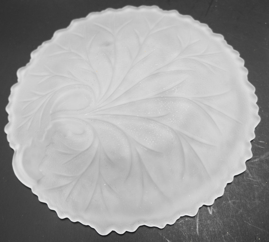 Indiana Pebble Leaf Frosted Satin Glass Luncheon Salad Plates