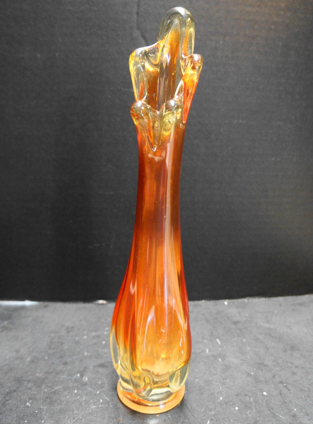 Orange Ombre Amberina Swung MCM Vase 12 IN Ground Foot
