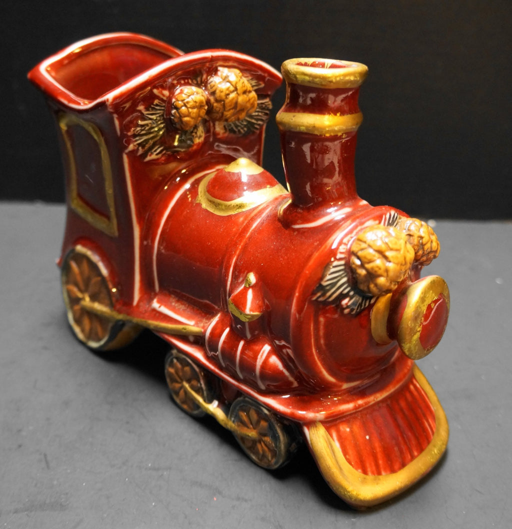 Brick Red Ceramic Christmas Train Planter