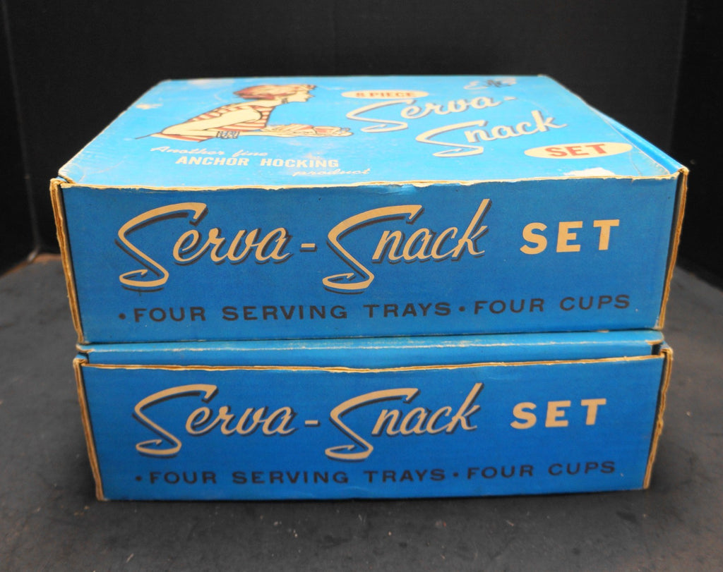 Anchor Hocking Vintage Grape Clear Serva-Snack Sets In Boxes