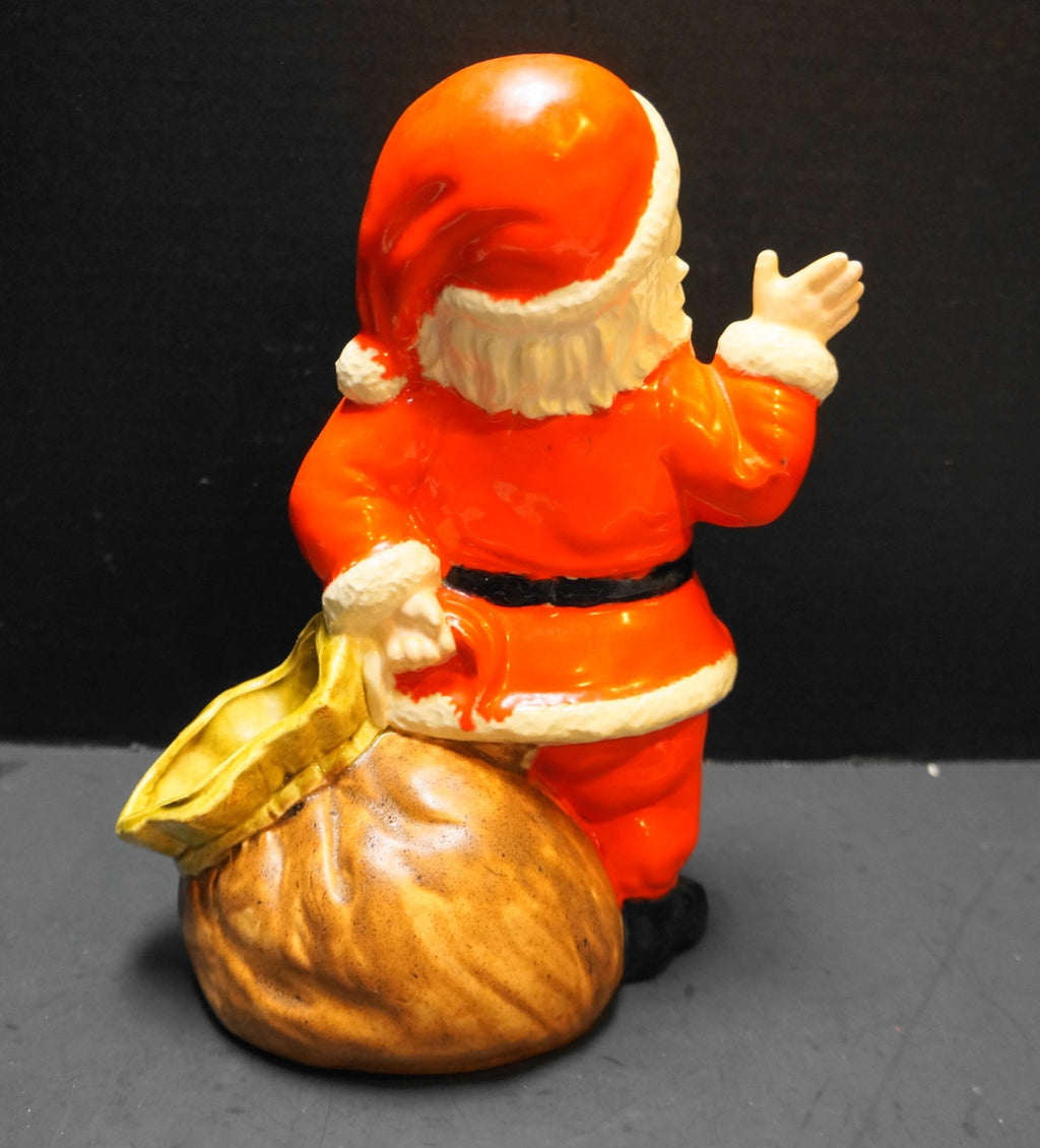 Duncan Ceramics 1970s Santa Toy Sack Hand Painted Planter Christmas Decor