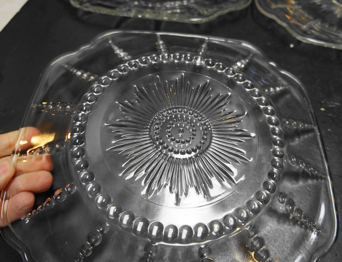 Federal Glass Columbia Clear Depression Lunch Plates Set of 8