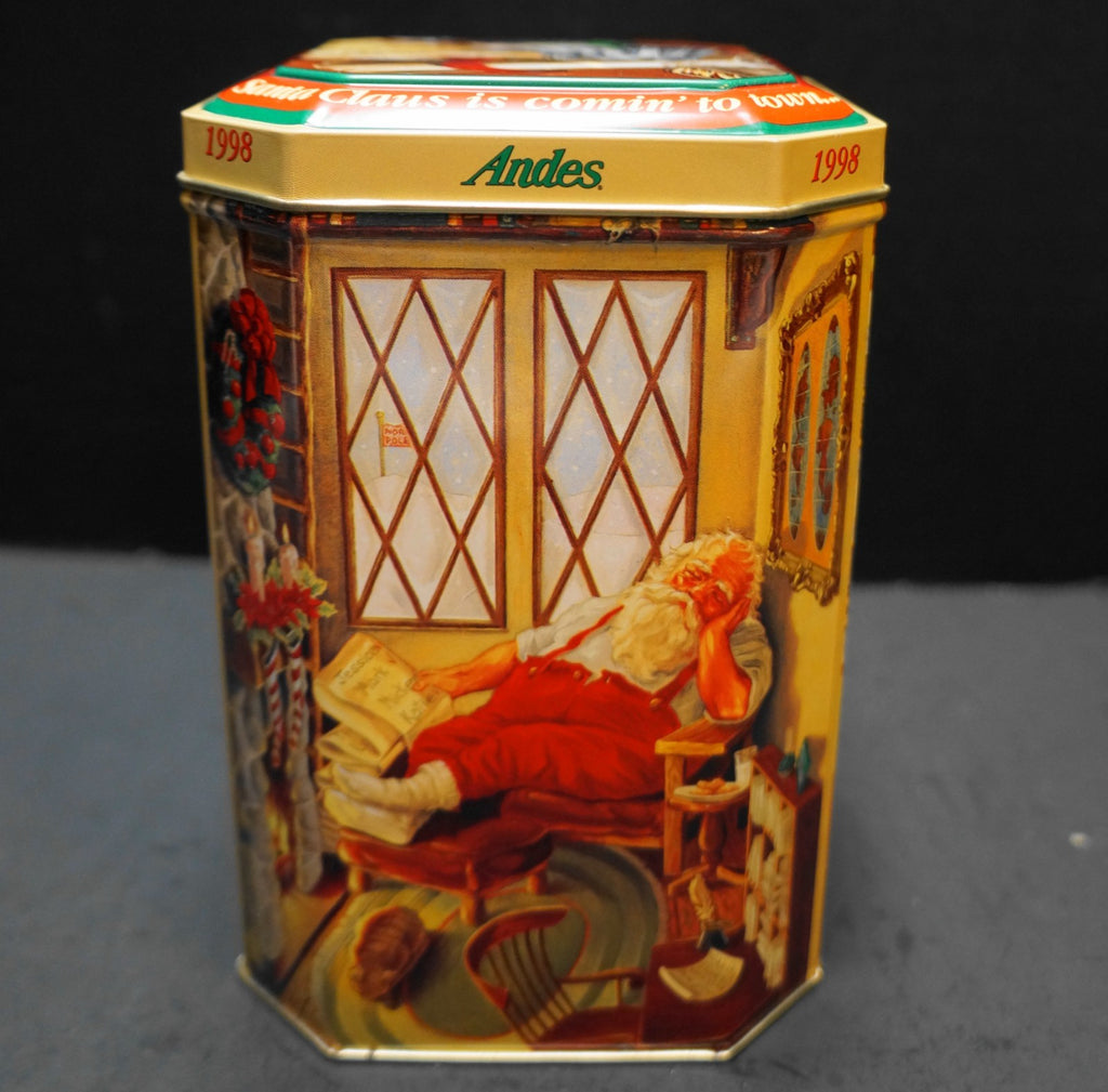Andes Mints 1998 Christmas Tin Santa Claus is Coming To Town