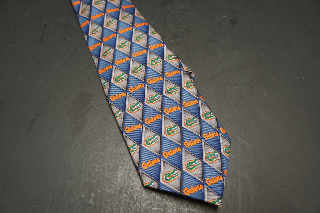 University of Florida Gators Diamond Pane Silk Tie Eagle Brand 100% Silk