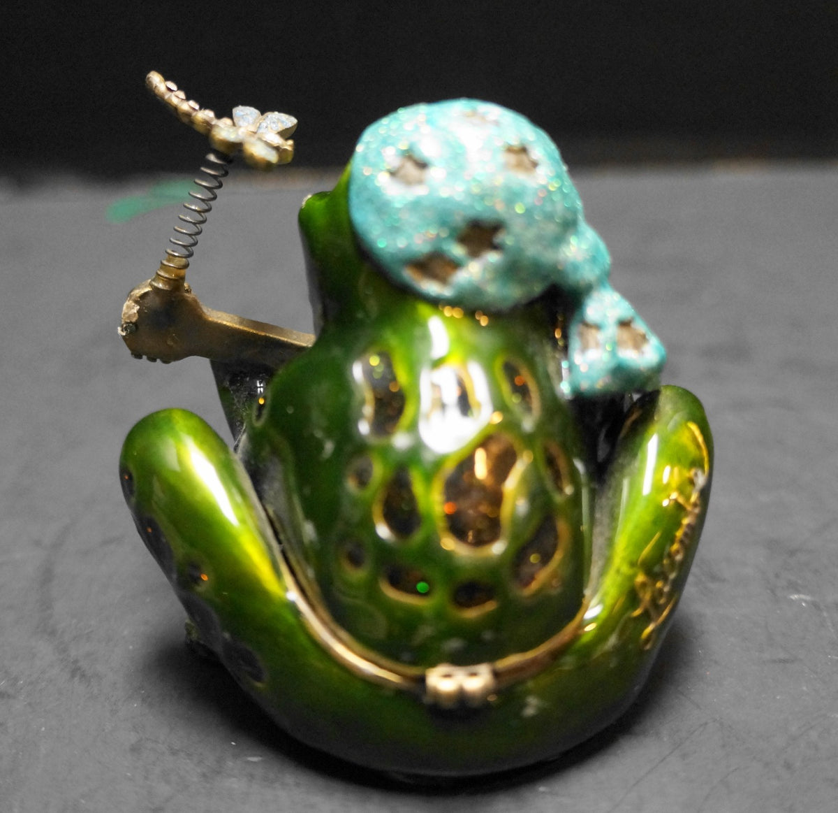 Lacombe Freddy the Frog Enamel Jeweled Trinket Box