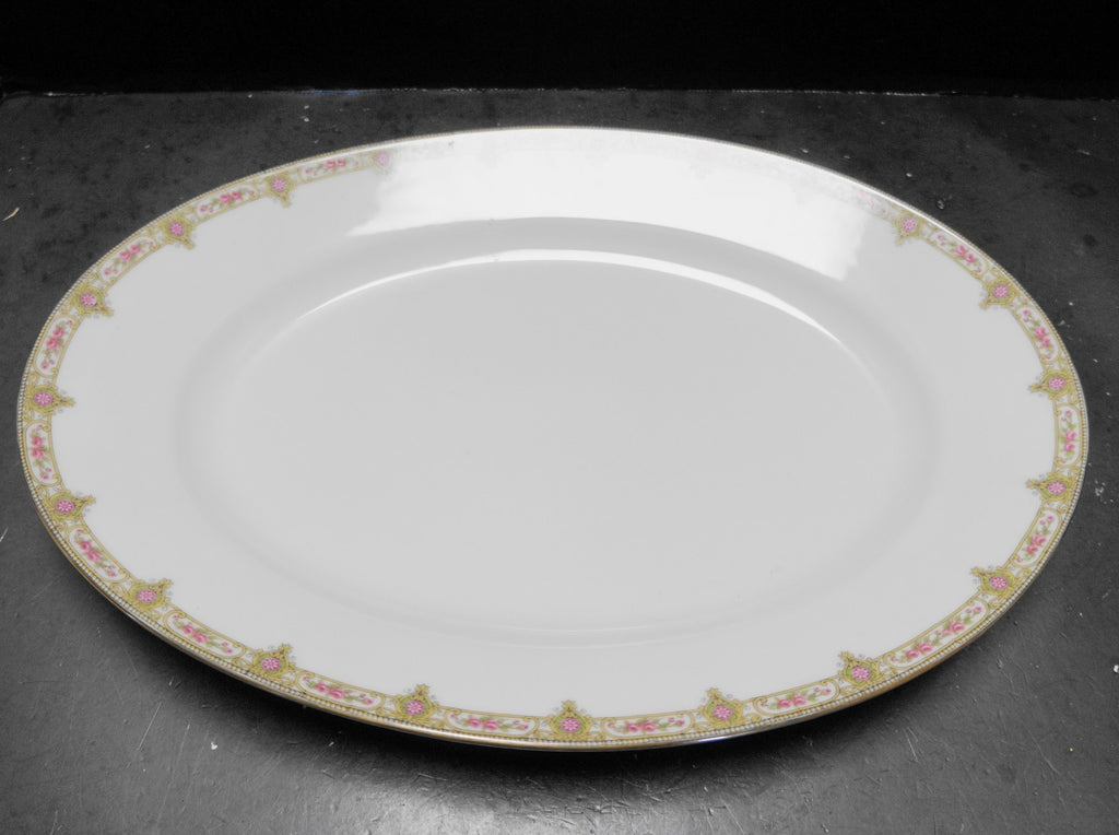 U.C. Limoges FB& CO France Roses Scrolls Border Large Oval Platter