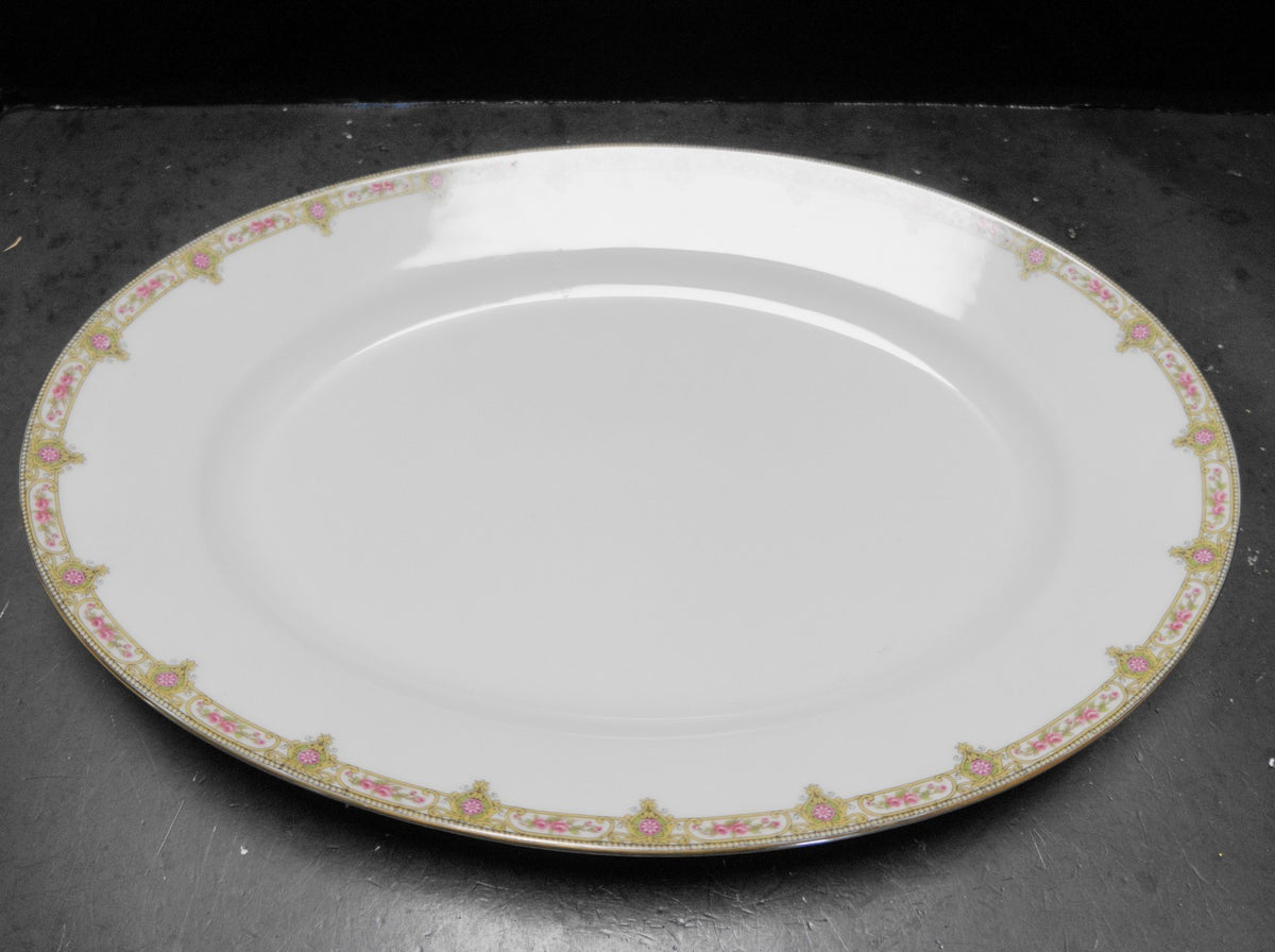 U.C. Limoges FB& CO France Roses Scrolls Border Large Oval Platter
