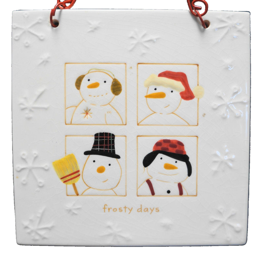 Hallmark FROSTY DAYS Snowman Ceramic Hanging 6" Decorative Tile