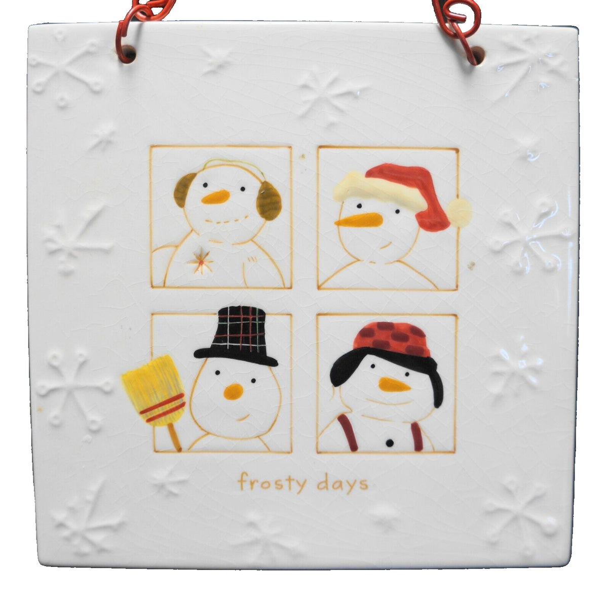 Hallmark FROSTY DAYS Snowman Ceramic Hanging 6" Decorative Tile
