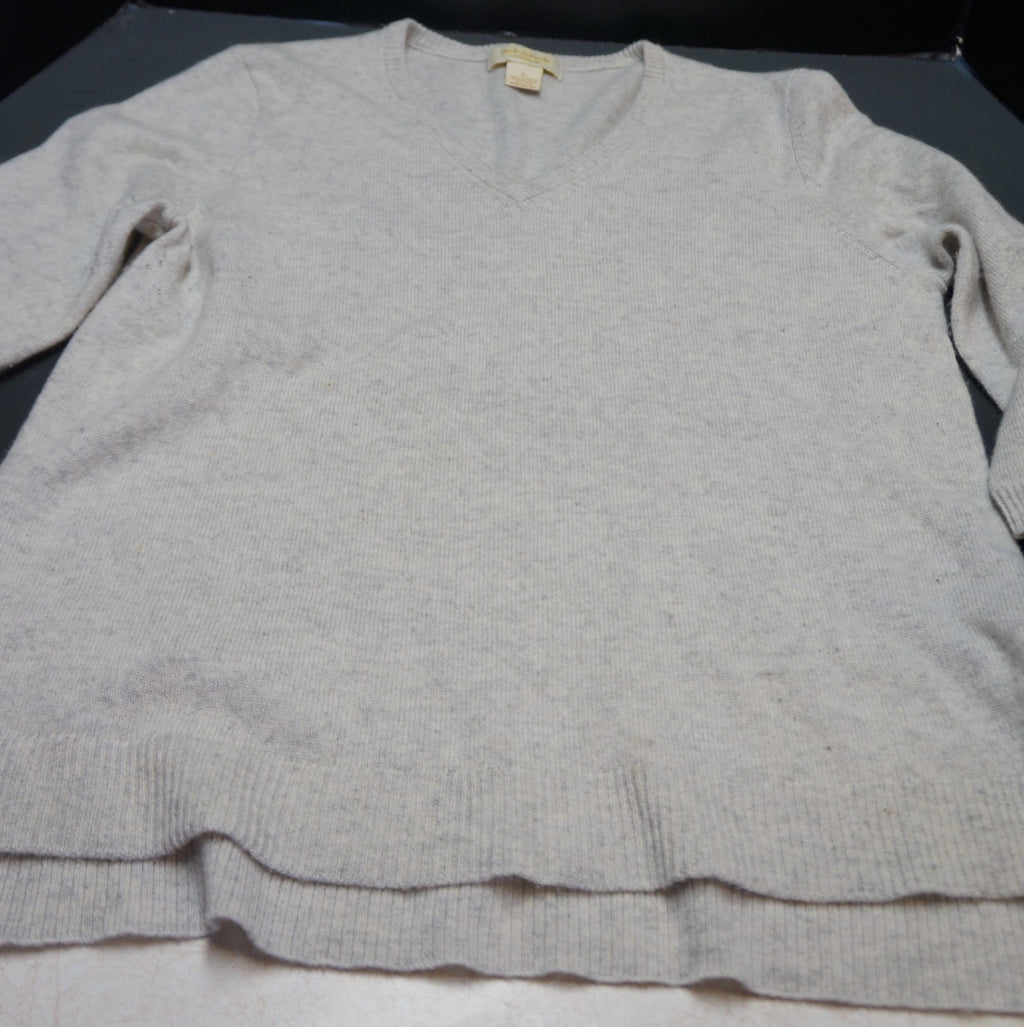 Peck & Peck Cashmere Sweater Pale Grey XL Womens 2 Ply