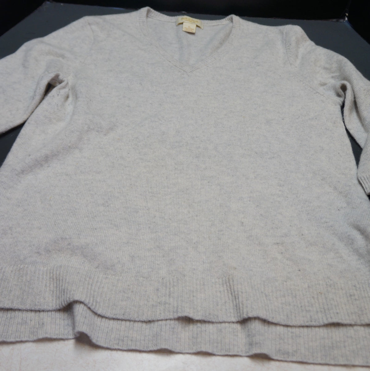 Peck & Peck Cashmere Sweater Pale Grey XL Womens 2 Ply