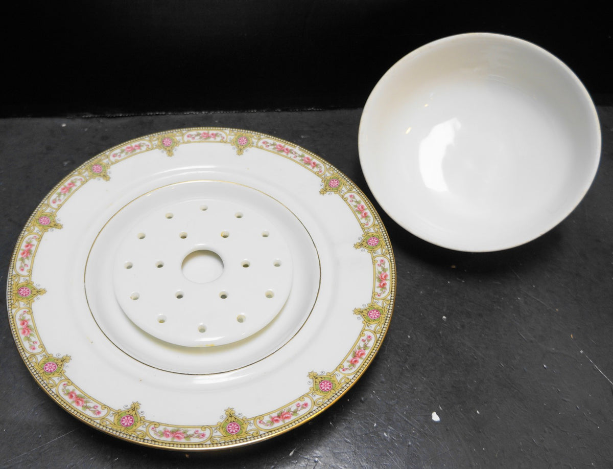 U.C. Limoges FB&CO France Round Domed Butter Dish With Strainer