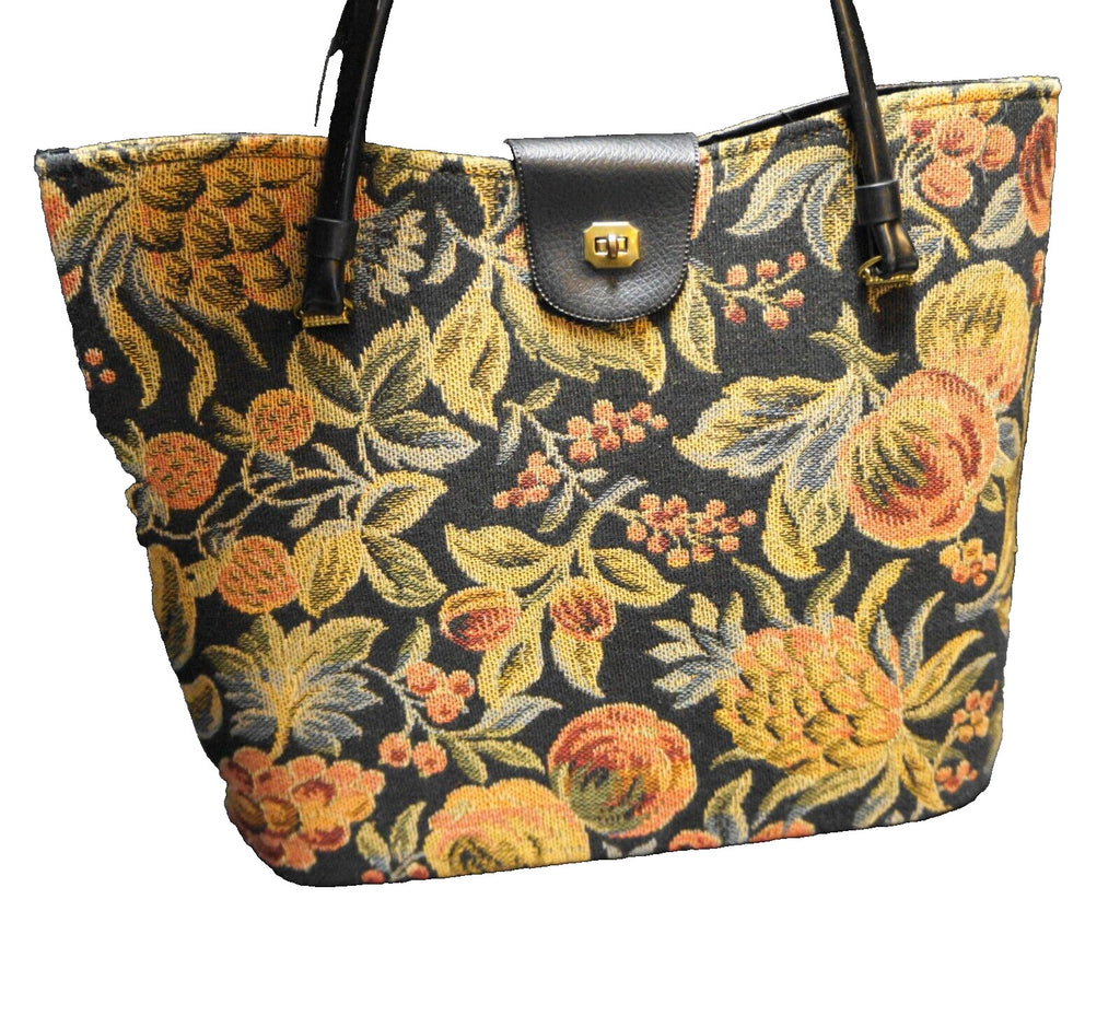 Fruit Tapestry Tote Bag Structured Vintage
