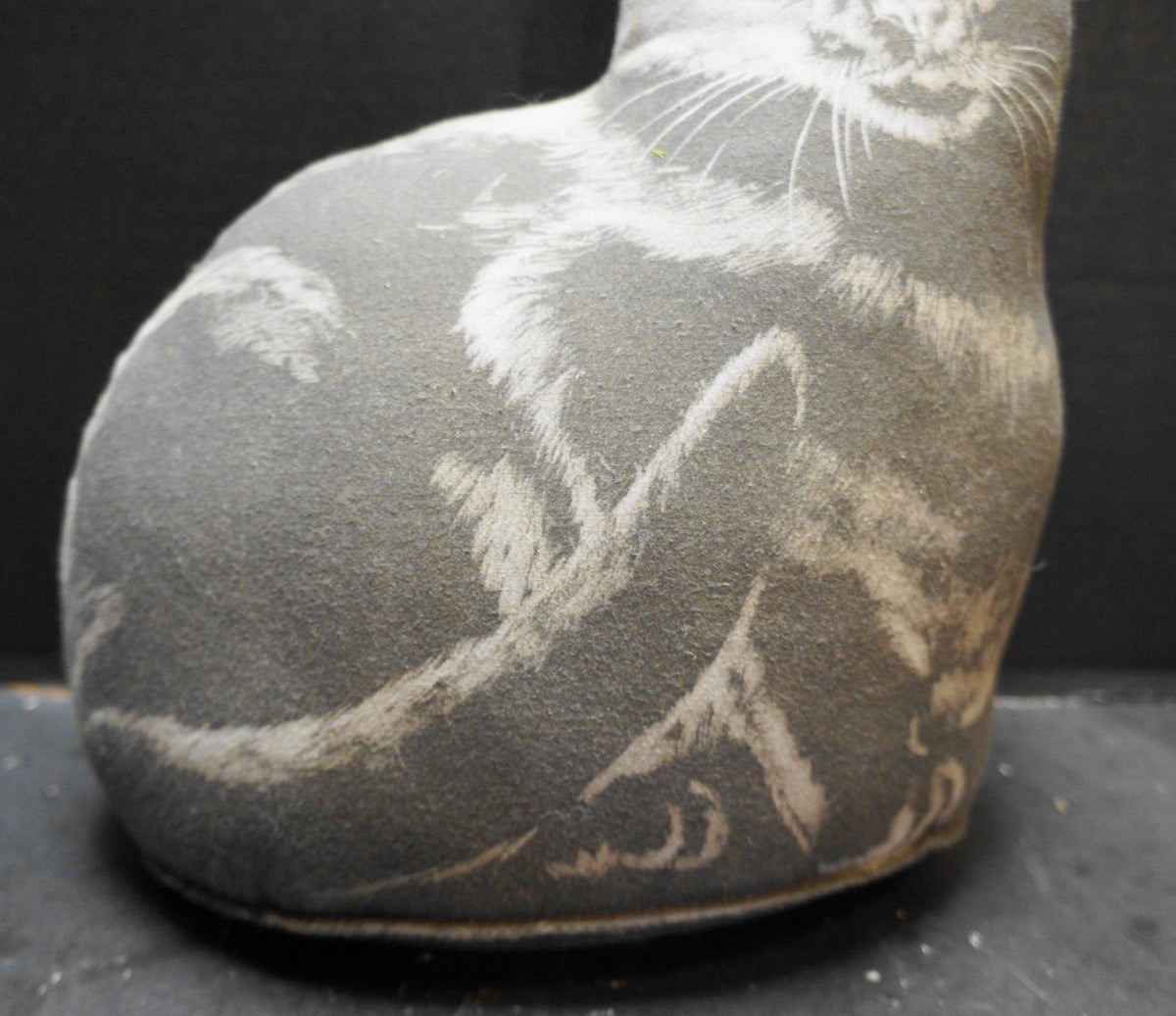 Adeline Halvorson Gray Tabby Cat Fabric Stuffed Doorstop 11" Weighted Base