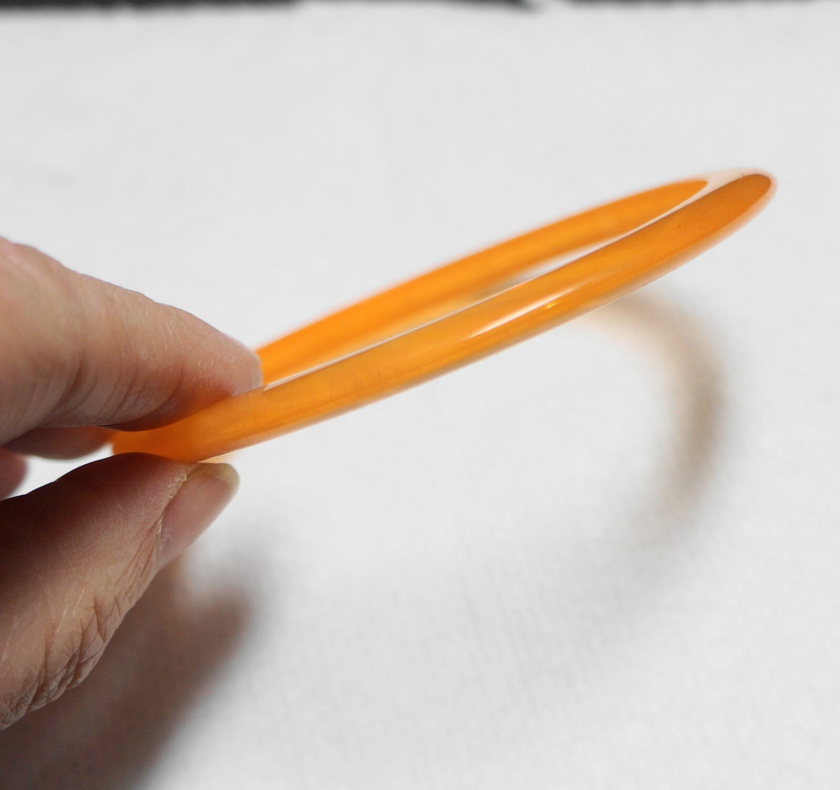 Peach Lucite Translucent Bangle Spacer Bracelet