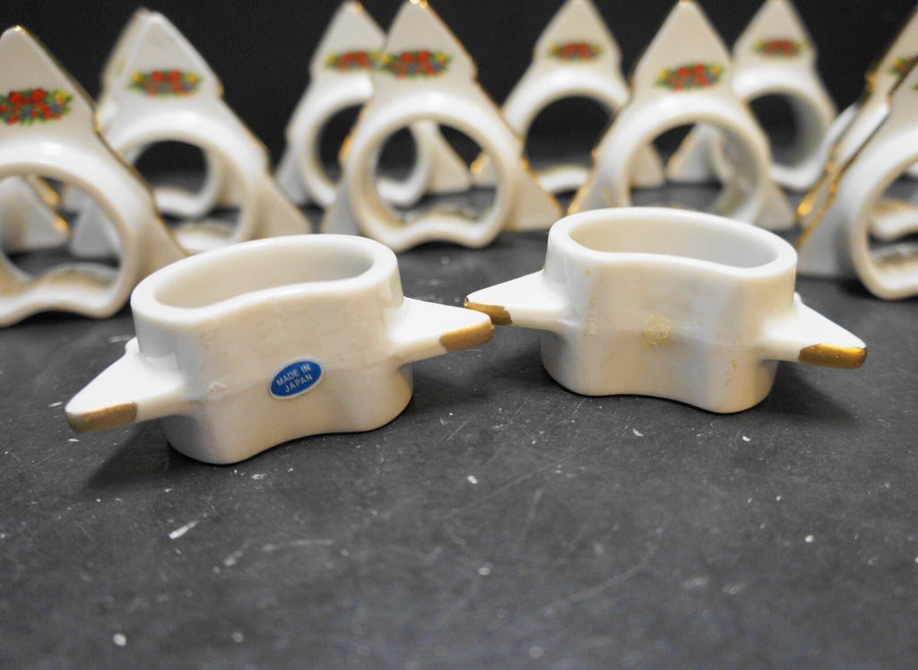 Jamestown Christmas Treasure Tree Napkin Rings Porcelain Set of 18