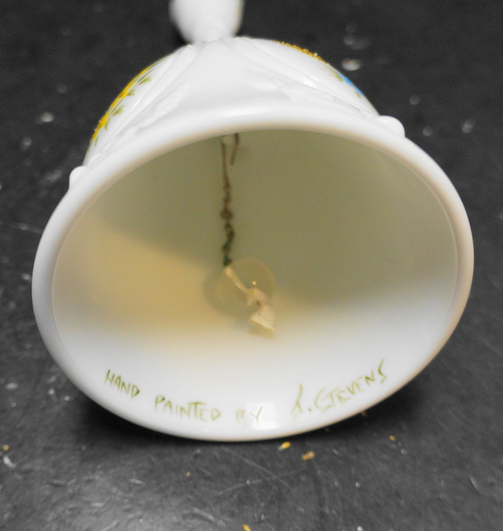 Fenton Medallion Butterflies Milk Glass Bell