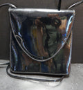 Dover Black Patent Vinyl Envelope Flap Shoulder Bag Clutch