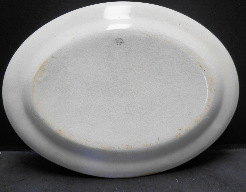 Steubenville China Oval Platter Duchess of Devonshire Decal Orange Rim