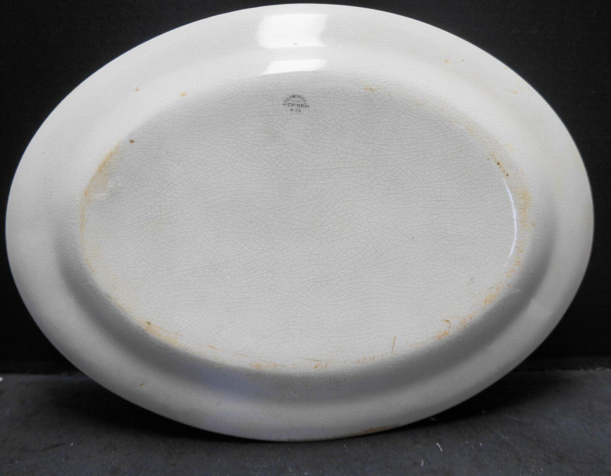 Steubenville China Oval Platter Duchess of Devonshire Decal Orange Rim