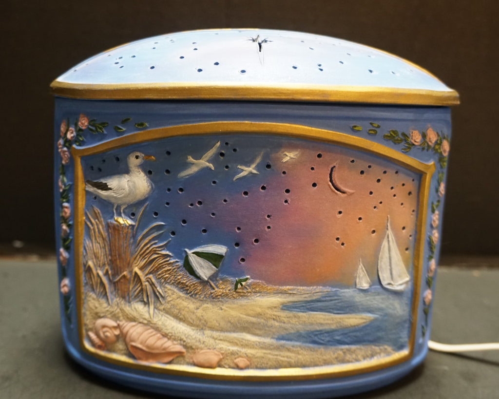 Hand Painted Ceramic Beach Scene Nightlight Lamp