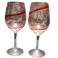 Pier 1 Swirline Red Water Goblets Glasses Pair